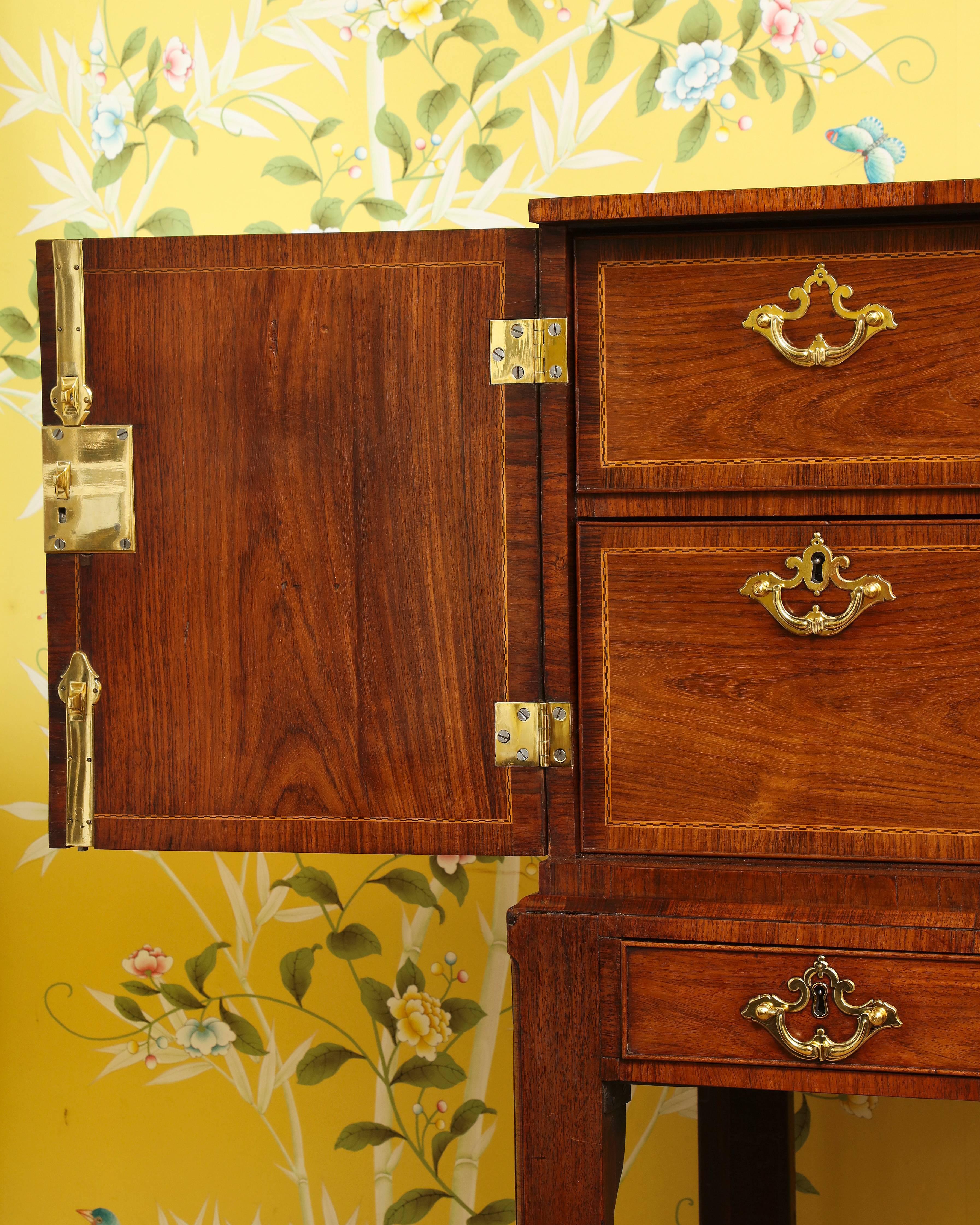Antique George II Padouk and Walnut Cabinet on Stand, circa 1740 In Excellent Condition For Sale In New York, NY
