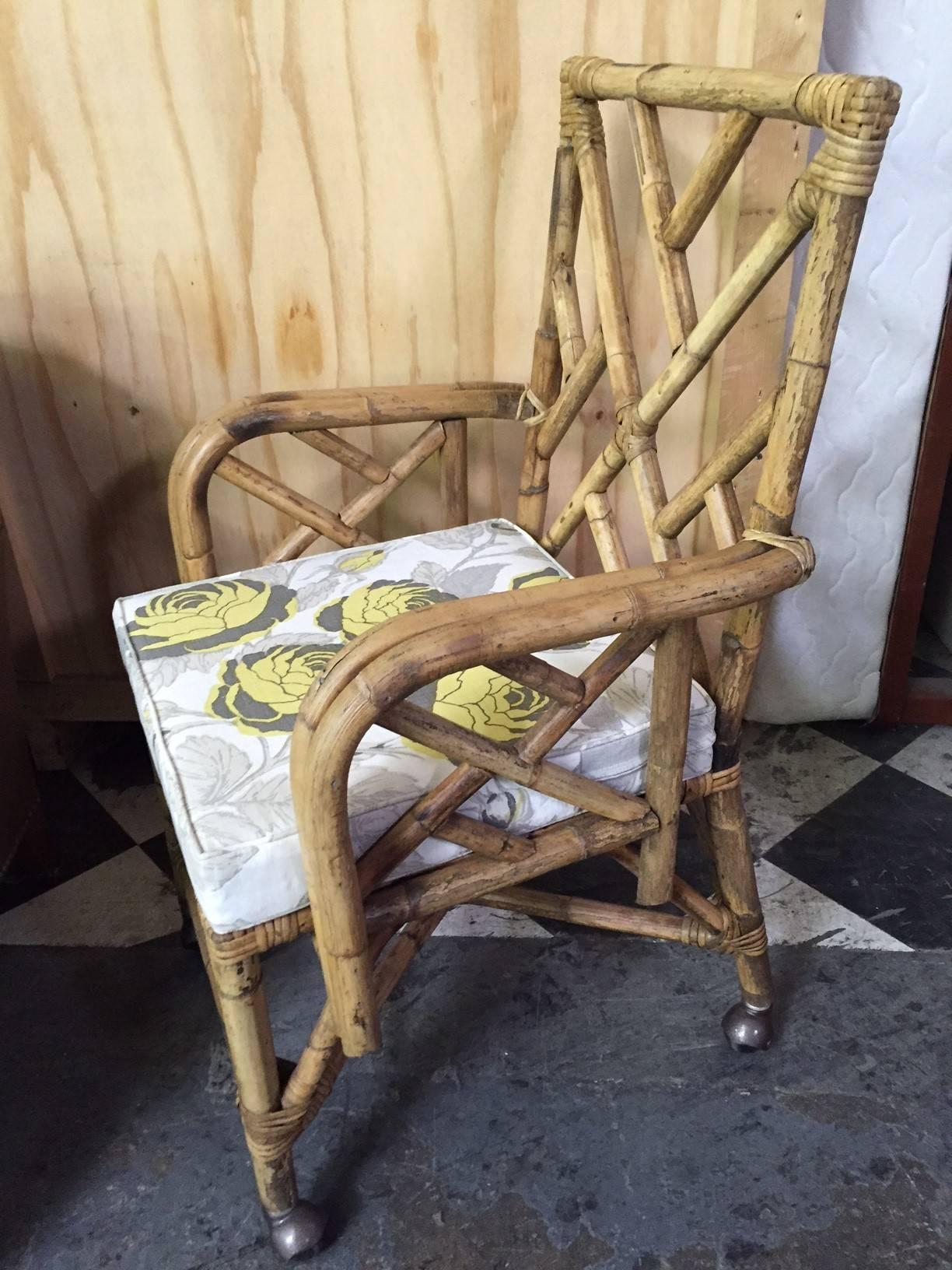 Other Bamboo Chair Reupholstered with Christopher Farr Fabric