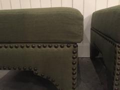 Candemir Ottoman by Nathan Turner, Asbury Linen Moss Green