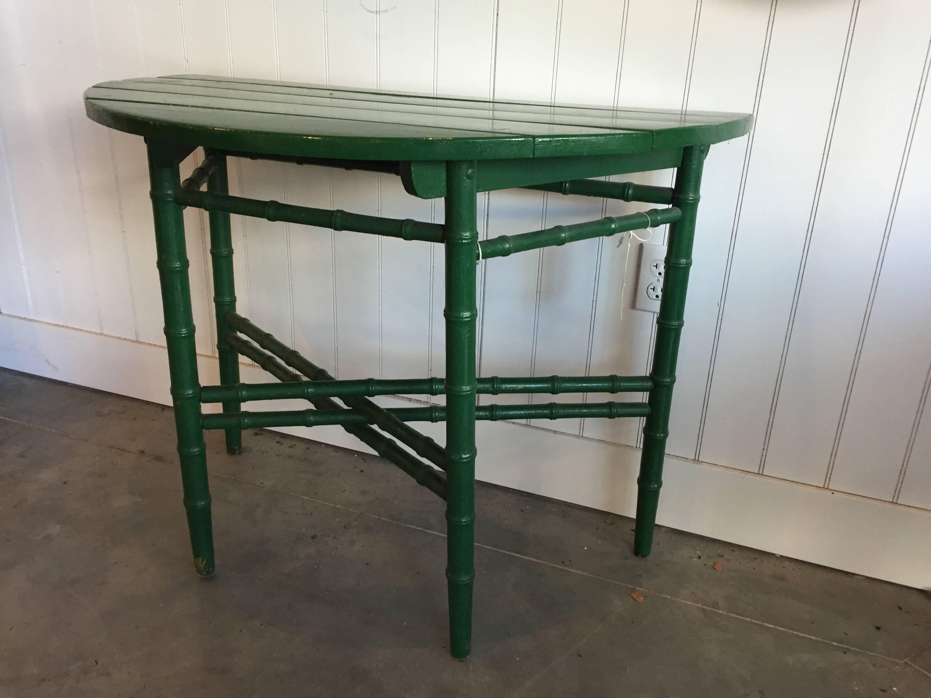 A handsome Vintage Green Painted Demilune.