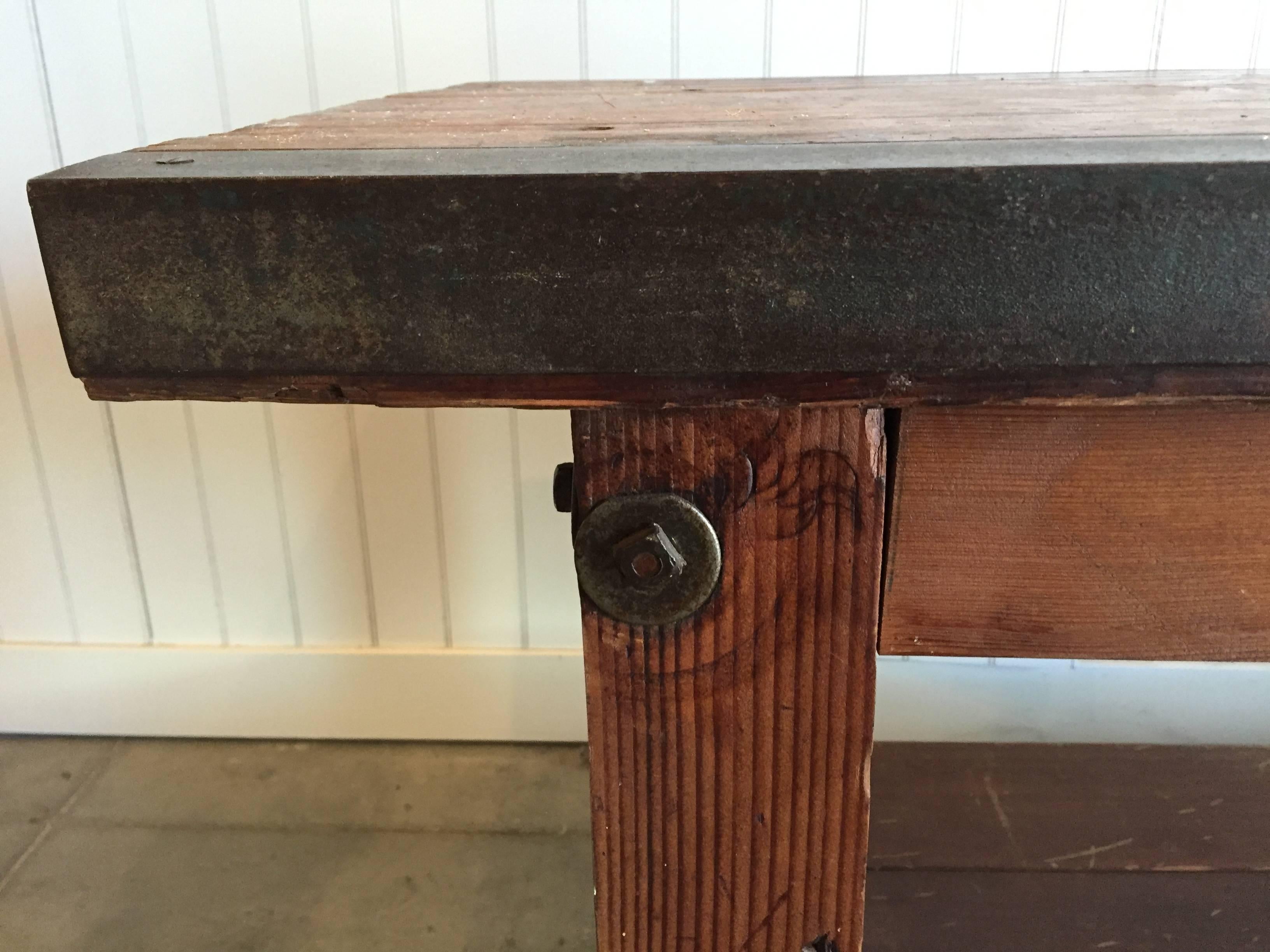 Industrial Work Table, American, 19th Century In Excellent Condition In West Hollywood, CA