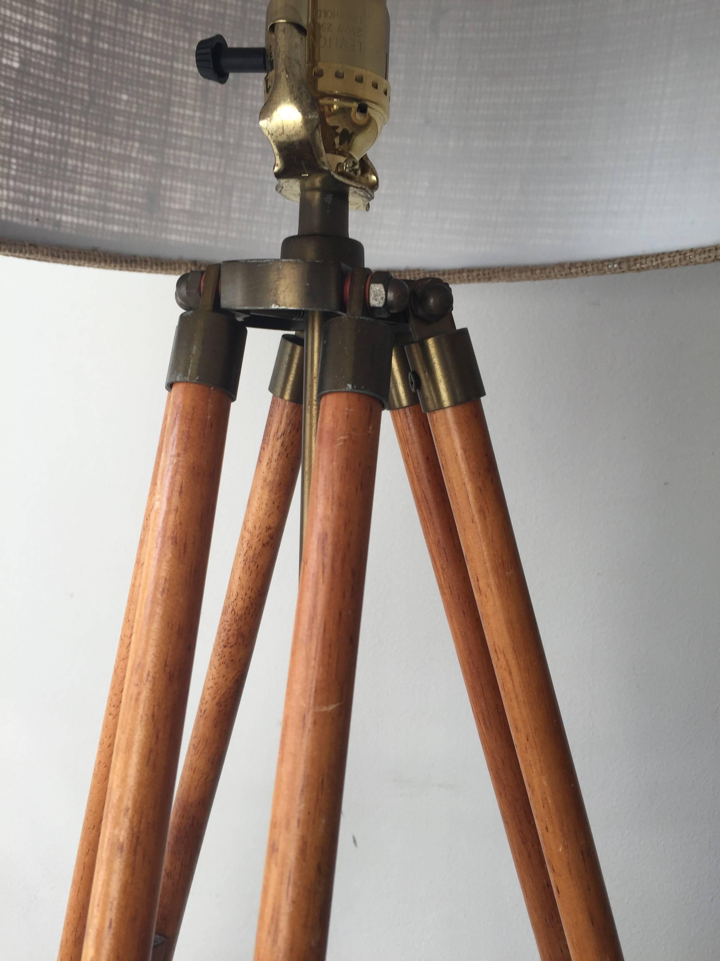 American Wood Tripod Converted to Lamp