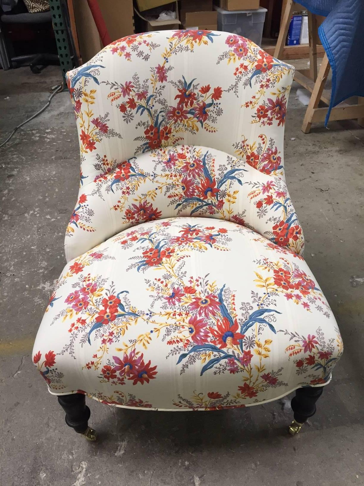 19th Century French Chair, Rebuilt, Reupholstered in Tissus Tartares Fabric In Excellent Condition In West Hollywood, CA