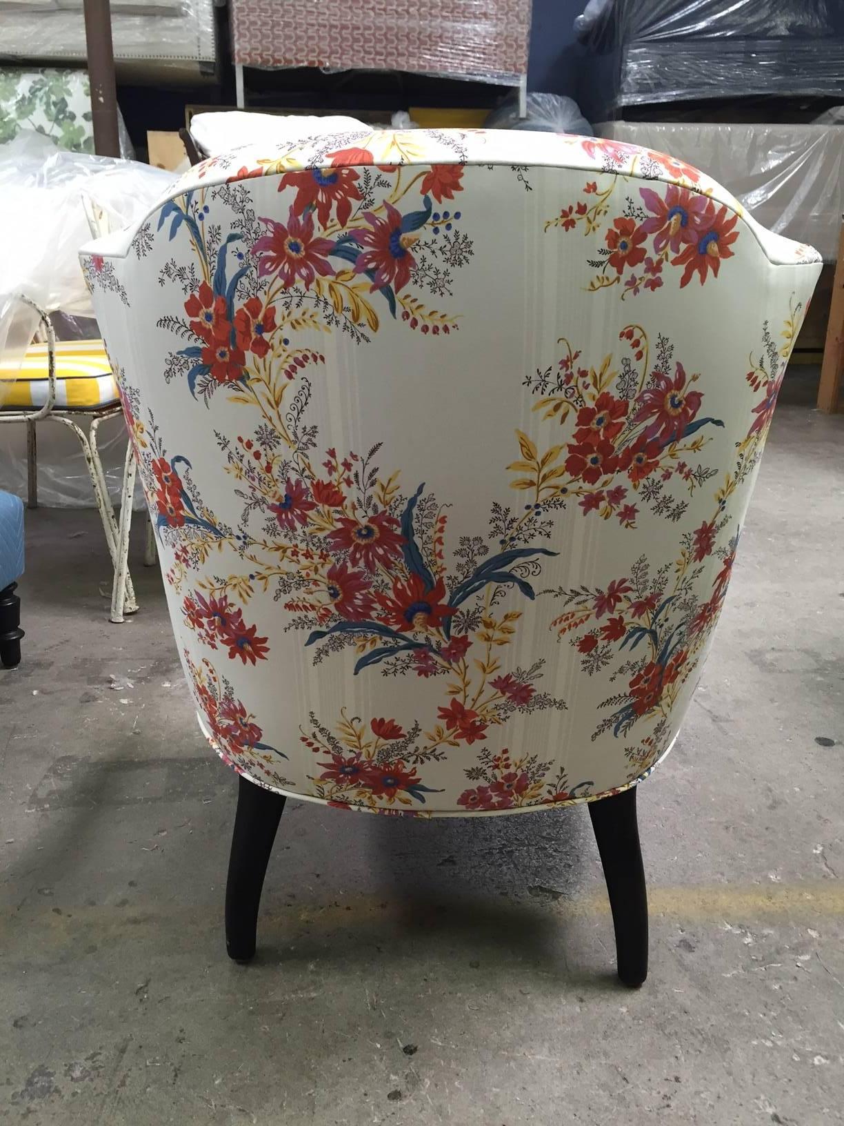 Other 19th Century French Chair, Rebuilt, Reupholstered in Tissus Tartares Fabric