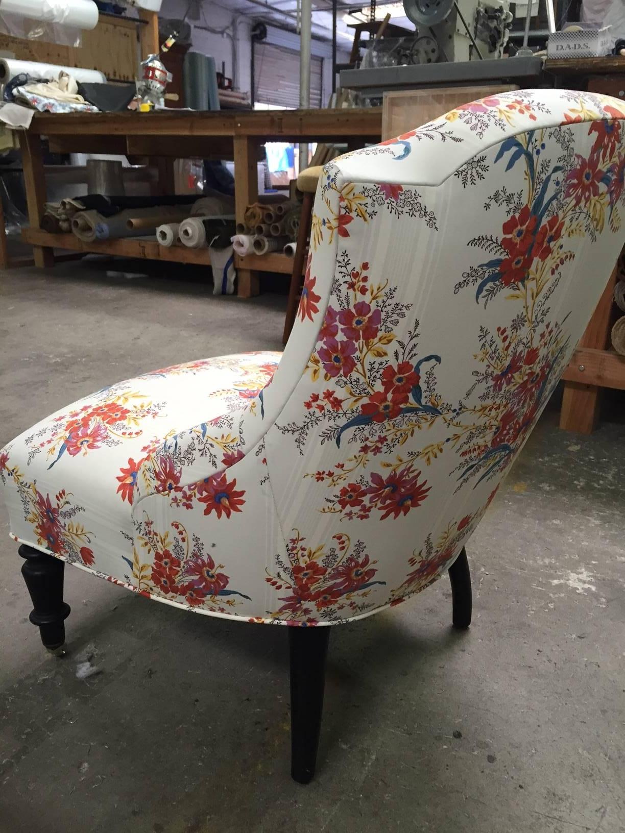 19th Century French Chair, Rebuilt, Reupholstered in Tissus Tartares Fabric 1