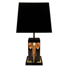 Vintage Black and Brass Elephant Table Lamp