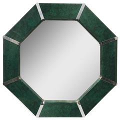 Octagonal Karl Springer Style Faux Malachite Mirror