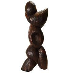 Carved Wood Abstract Figure Sculpture