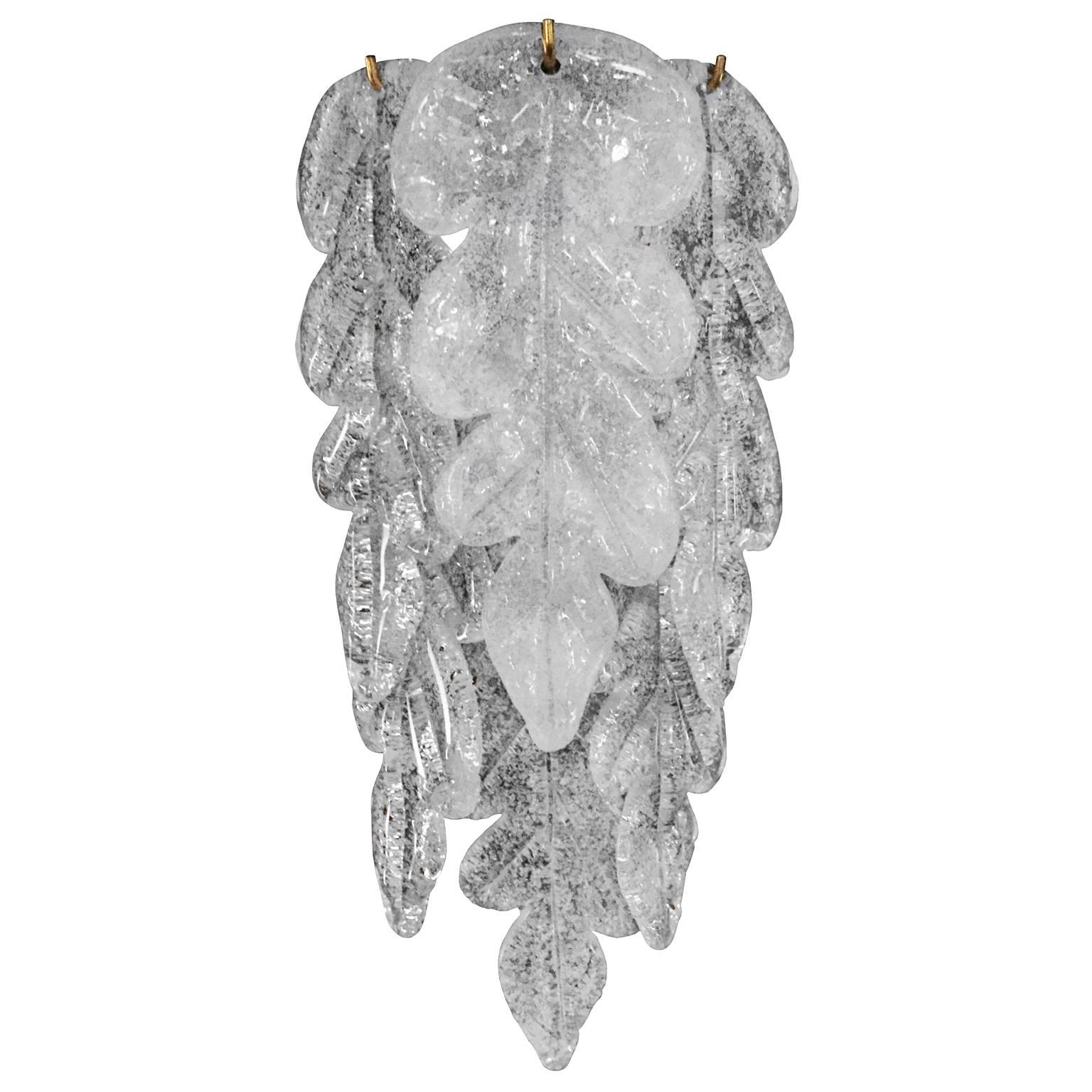 Pair of Cascading Murano Glass Leaf Wall Sconces