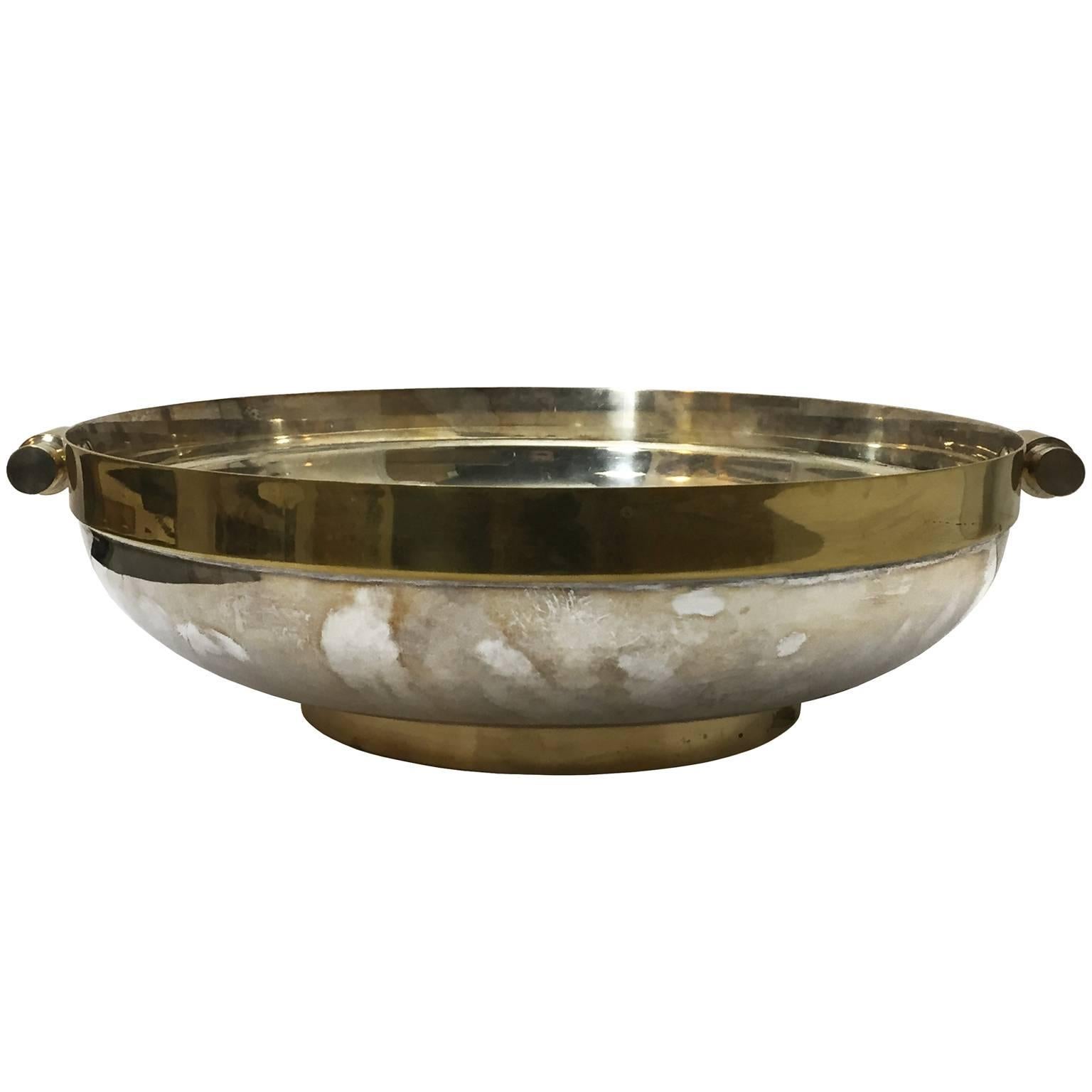 1970s Brass and Nickel Handled Bowl