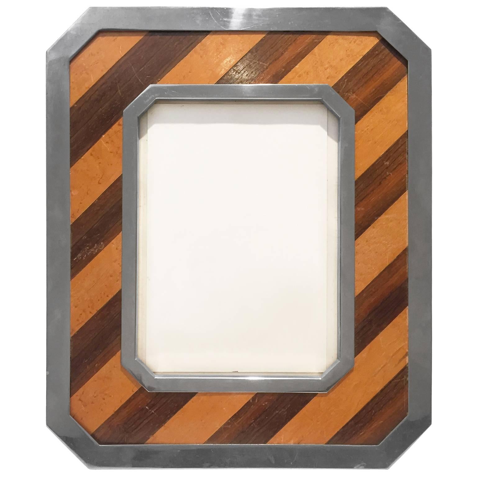 Diagonal Wood Stripe and Nickel Frame