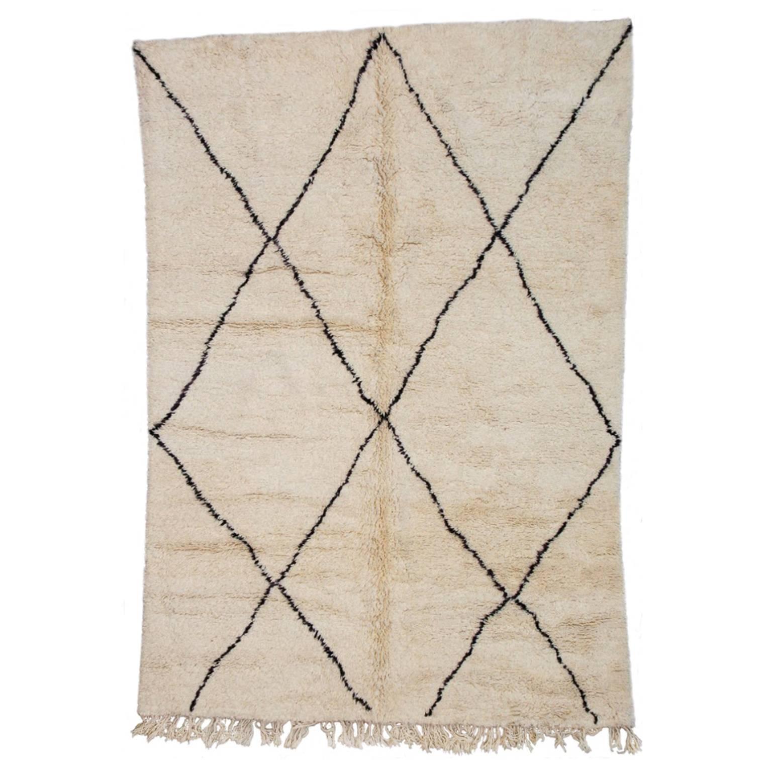 Beni Ourain Moroccan Rug with Large X-Pattern