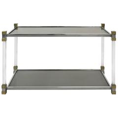 1970s Chrome, Lucite and Smoked Glass Two-Tier Side Table 4
