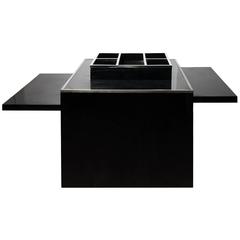 1970s Square Extendable Black Laminate Side Table 10