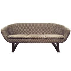 Mid-Century Curved Three-Seat Sofa by Overman