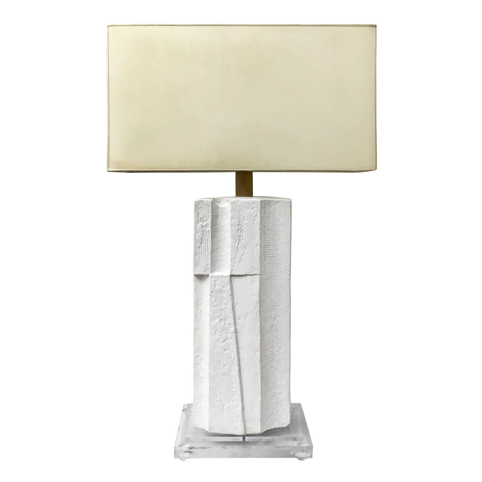 Vintage Abstract Stoneware Column Table Lamp