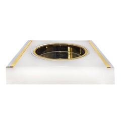 1970s Plexi Vide Poche in White with Brass and Chrome Detailing 8