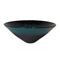 Matte Black and Turquoise Ombre Ceramic Bowl on Pointed Base by Sandi Fellman