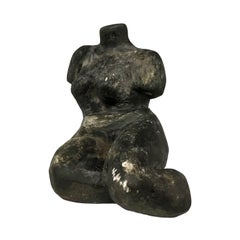 1970s Black Plaster Reclining Female Nude Torso Sculpture