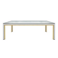1970s Rectangular Brass and Chrome Coffee Table by Romeo Rega