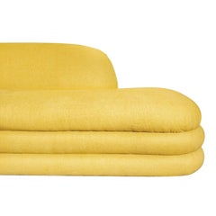 Large 1970s Curved Yellow Two-Piece Sectional Sofa