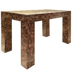 1970s Rectangular Lacquered Faux Snake Skin Checkerboard Side Table