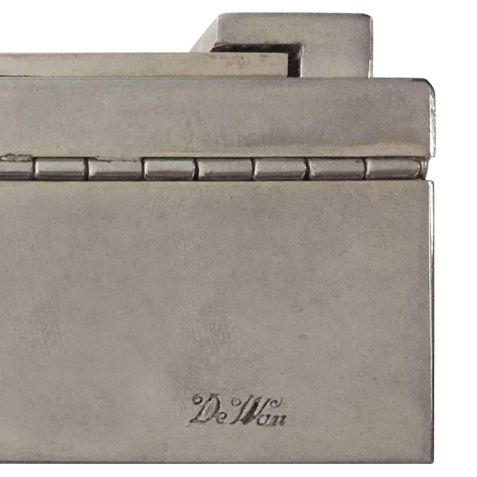 1970s Italian Rectangular Silver Box with Braided Detail by De Wan 1