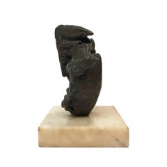 Small Midcentury Abstract Bronze Sculpture on Marble Base