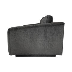 1960s Angled Arm Love Seat in Grey Velvet