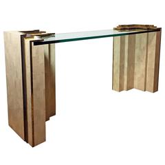 1970s Tiered Tessellated Stone and Glass Console by Maitland-Smith