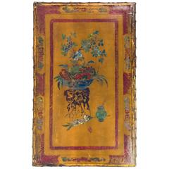 Maison Baguès Bronze Faux Bamboo Coffee Table with Antique Chinese Panel Top