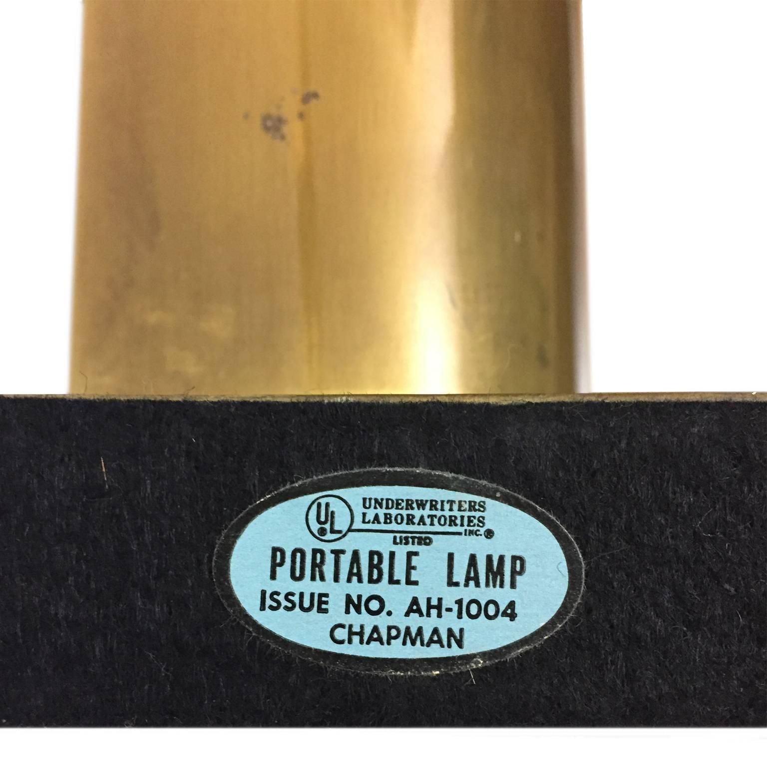 American 1960s Chapman Brass Demi-Lune Bookshelf Lamp