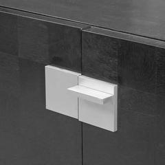 1970s French Ebonized Patchwork Oak Buffet with Modernist Nickel Hardware