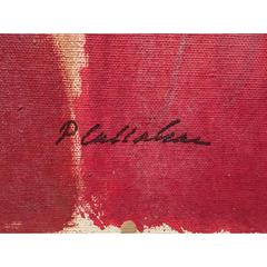 Mid-Century Abstract Painting in Black and Reds by Phillip Callahan