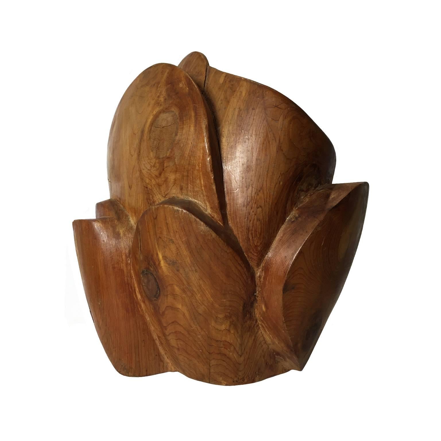 American Large Modernist Abstract Carved Wood Sculpture