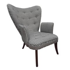 Flair Home Collection Custom Paolo Armchair in Black and White Textured Twill