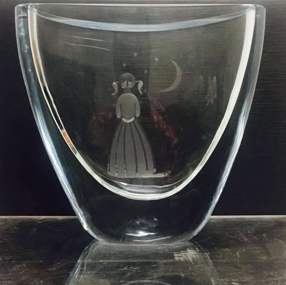 Midcentury Swedish Crystal Vase by Strombergshyttan at 1stdibs