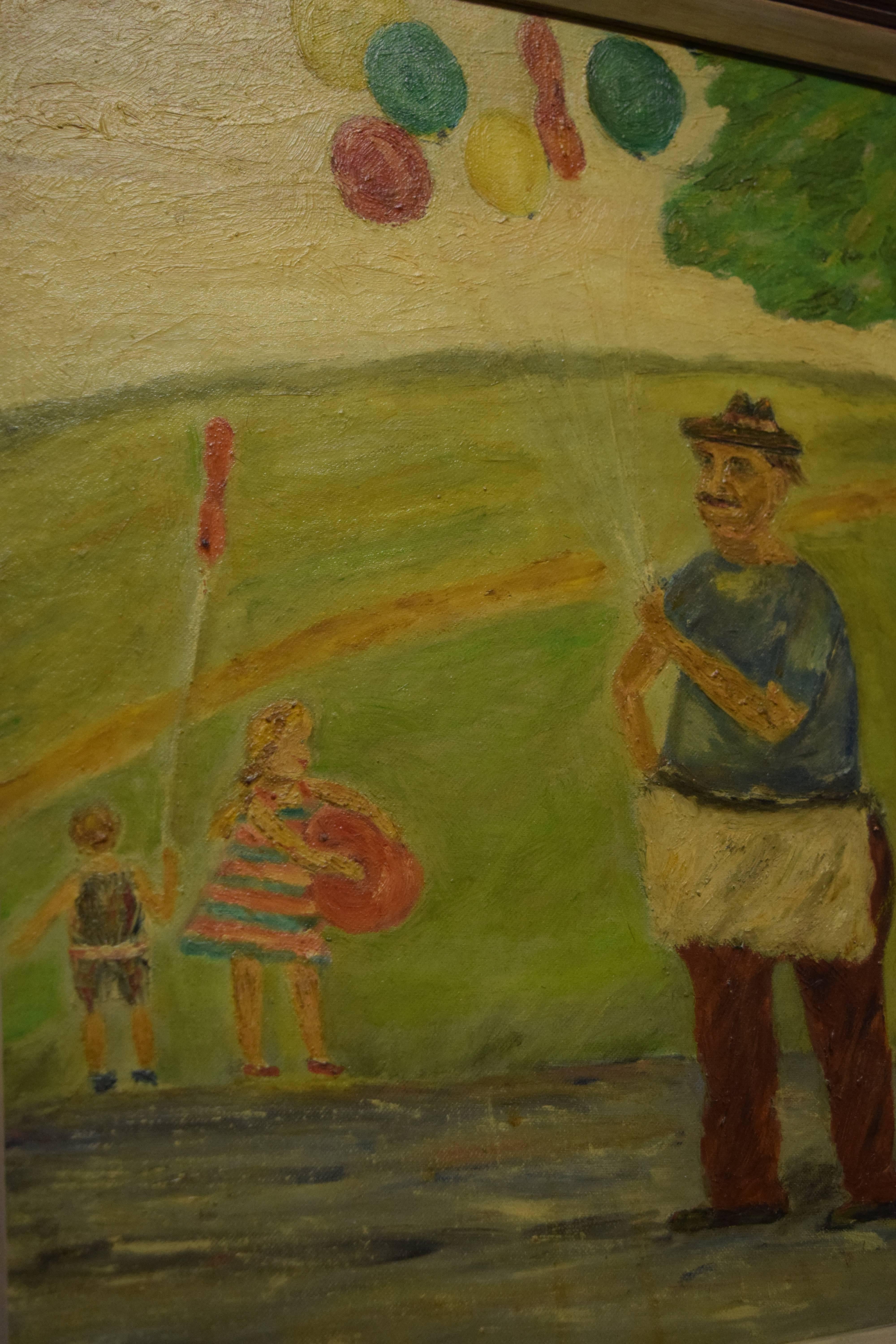 Américain Peinture - Enfants au parc par Stern, milieu du siècle dernier en vente