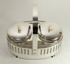 Wiener Werkstatte Chrome and Glass Basket Server