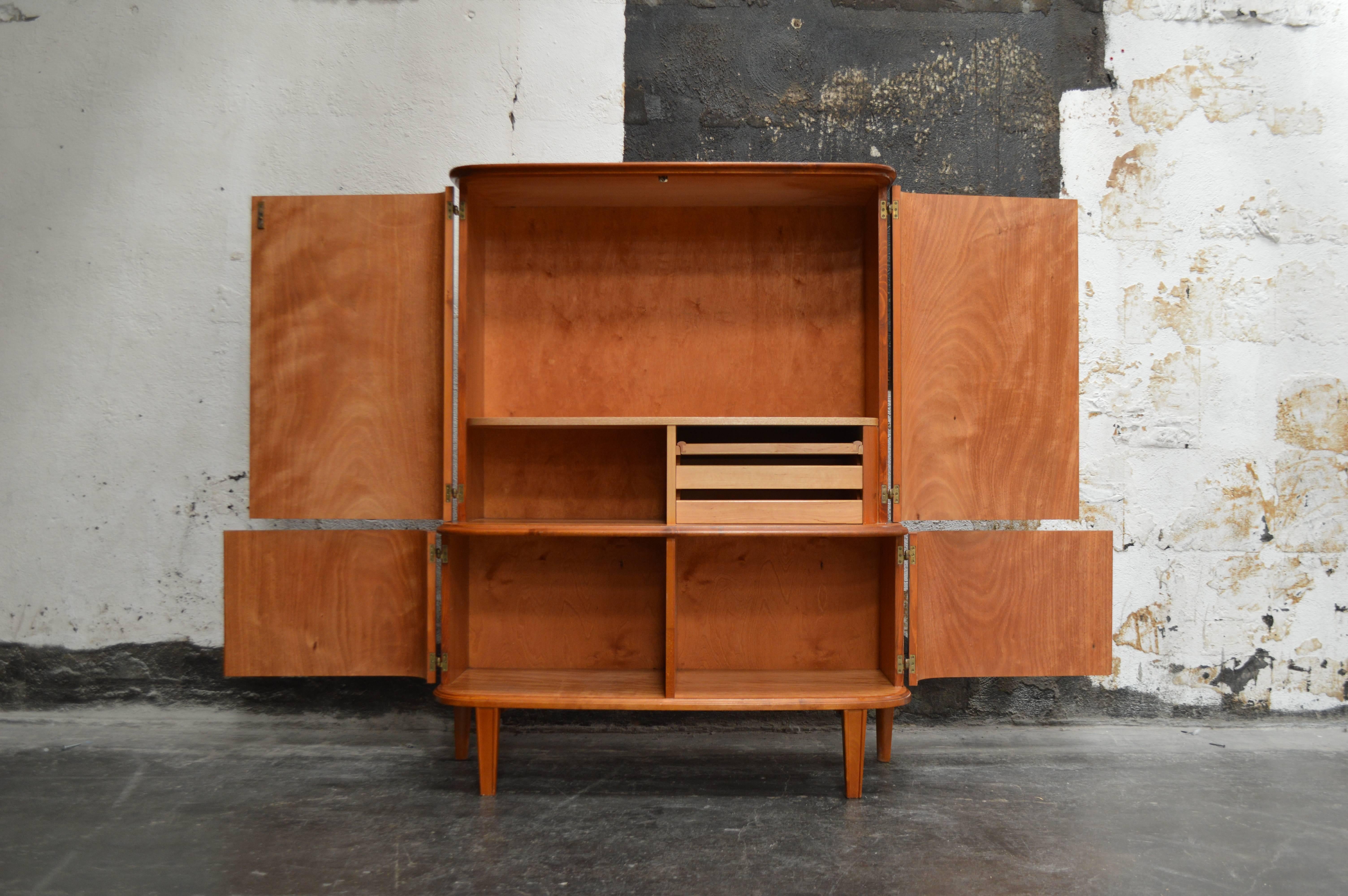 Swedish Art Moderne Mahogany Armoire Storage Cabinet In Excellent Condition In Atlanta, GA