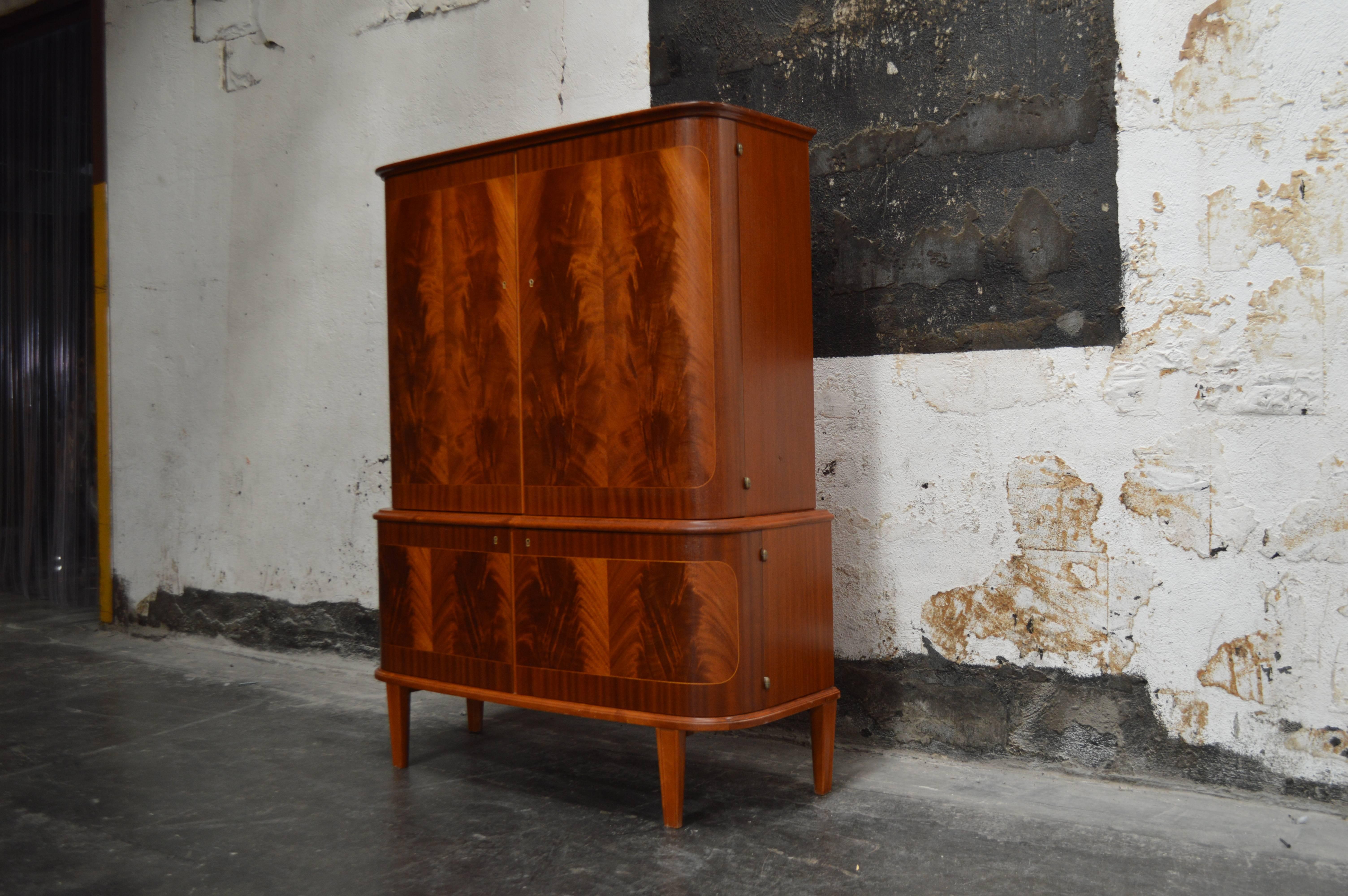 Swedish Art Moderne Mahogany Armoire Storage Cabinet 3
