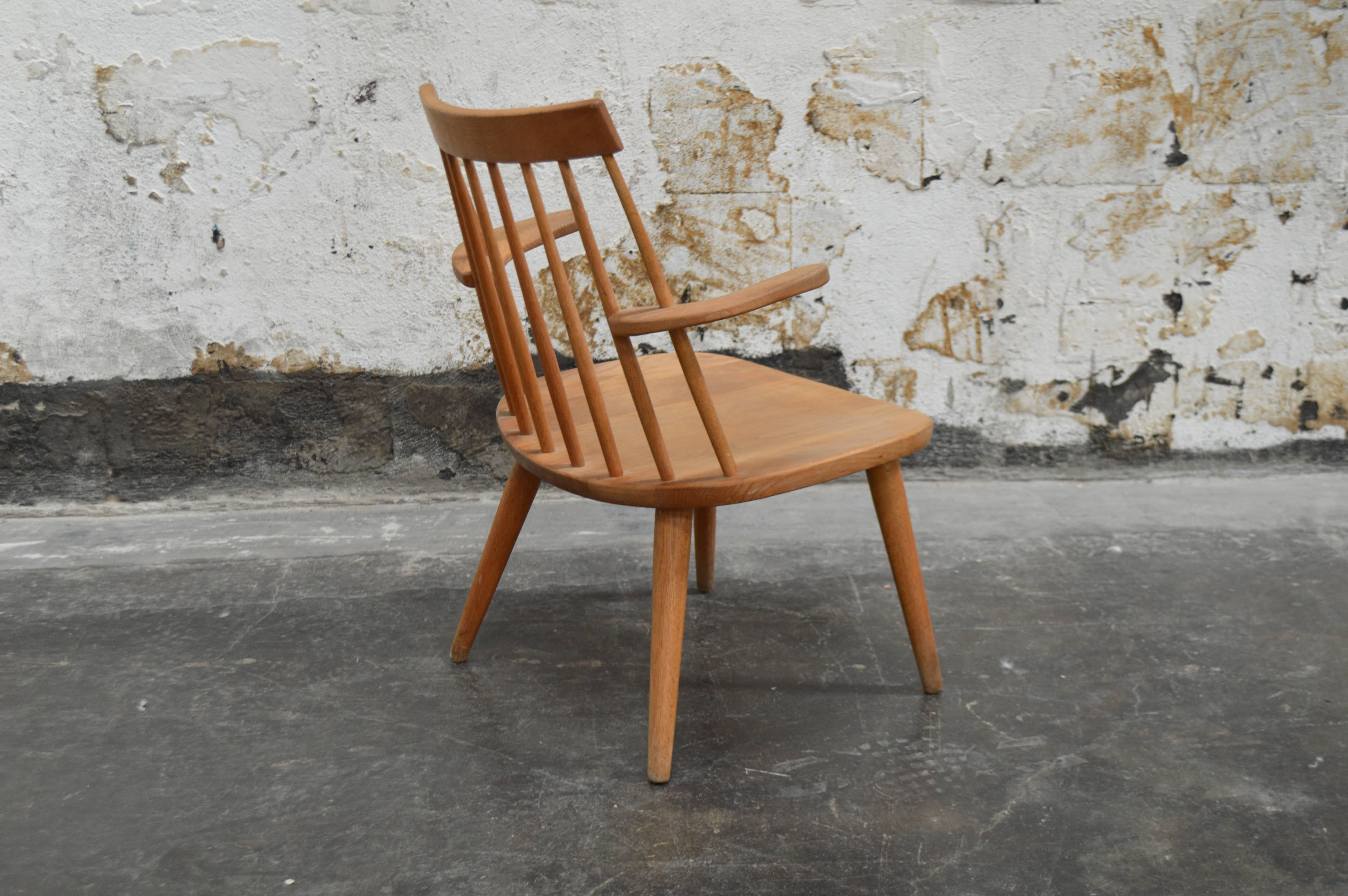 Scandinavian Modern Oak Easy Chair by Yngve Ekström Model 