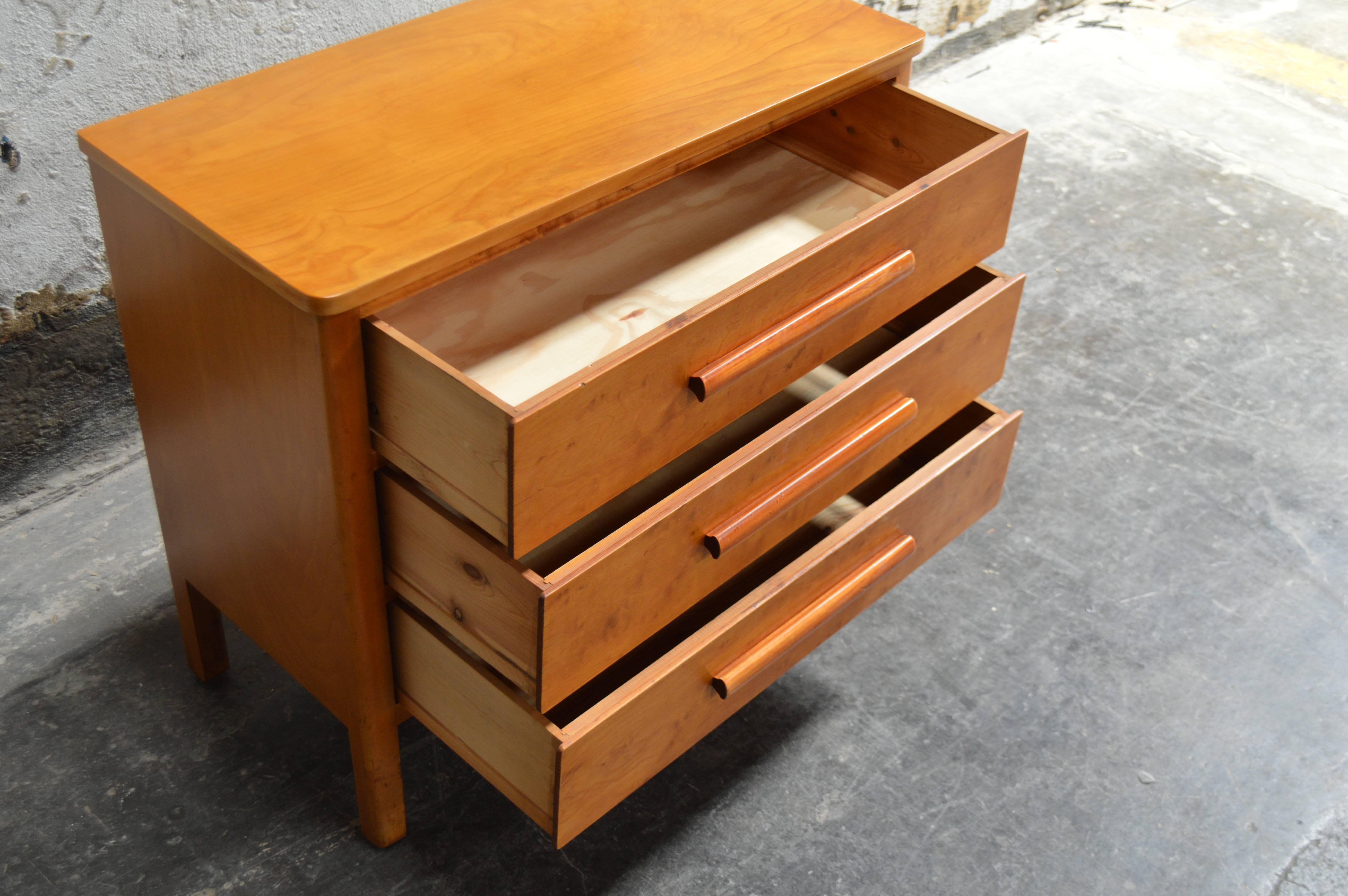 Mid-20th Century Swedish Art Deco Moderne Three-Drawer Chest or Commode