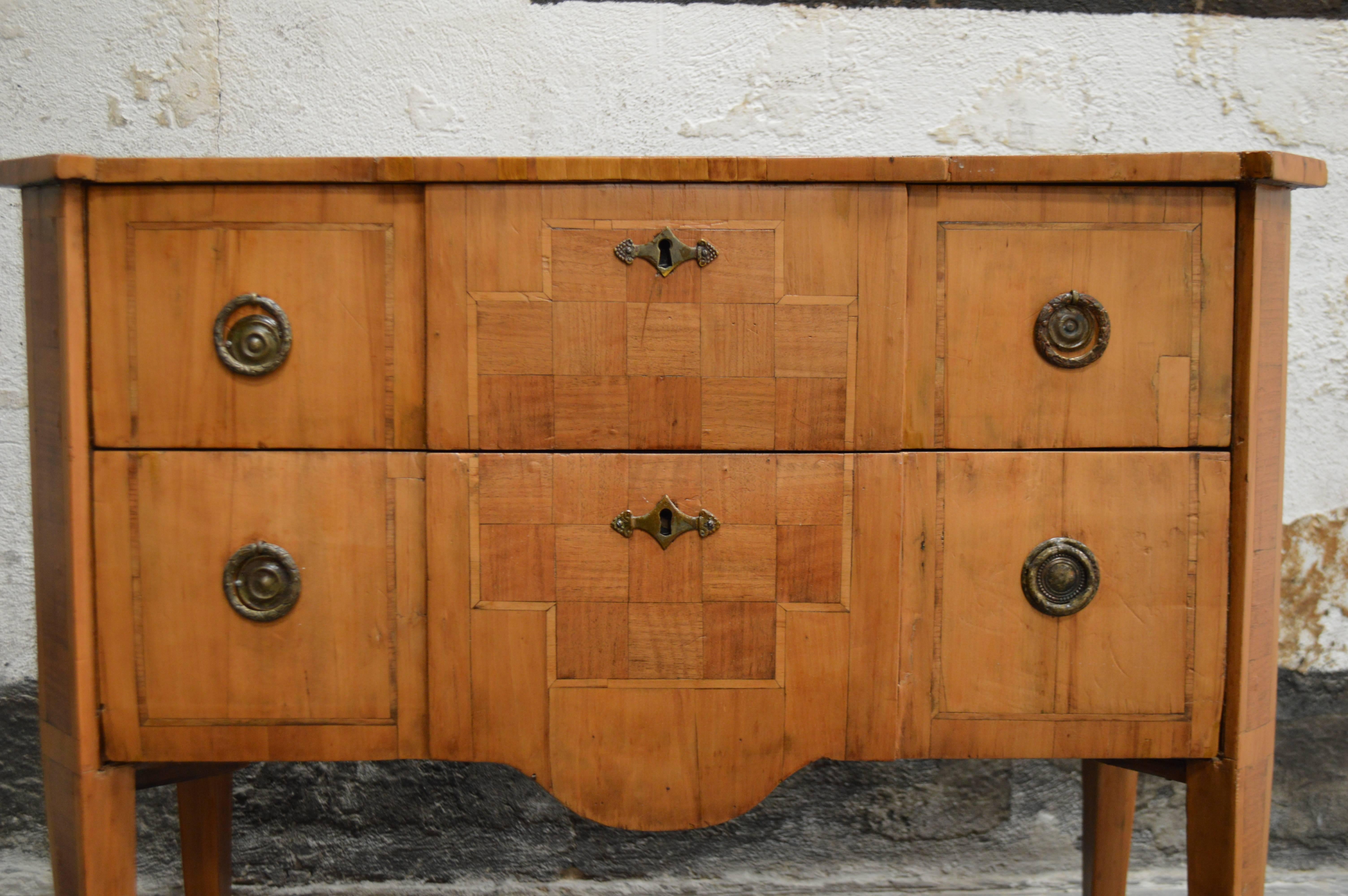 19th Century Swedish Late Gustavian Parquetry Commode Two-Drawer Chest