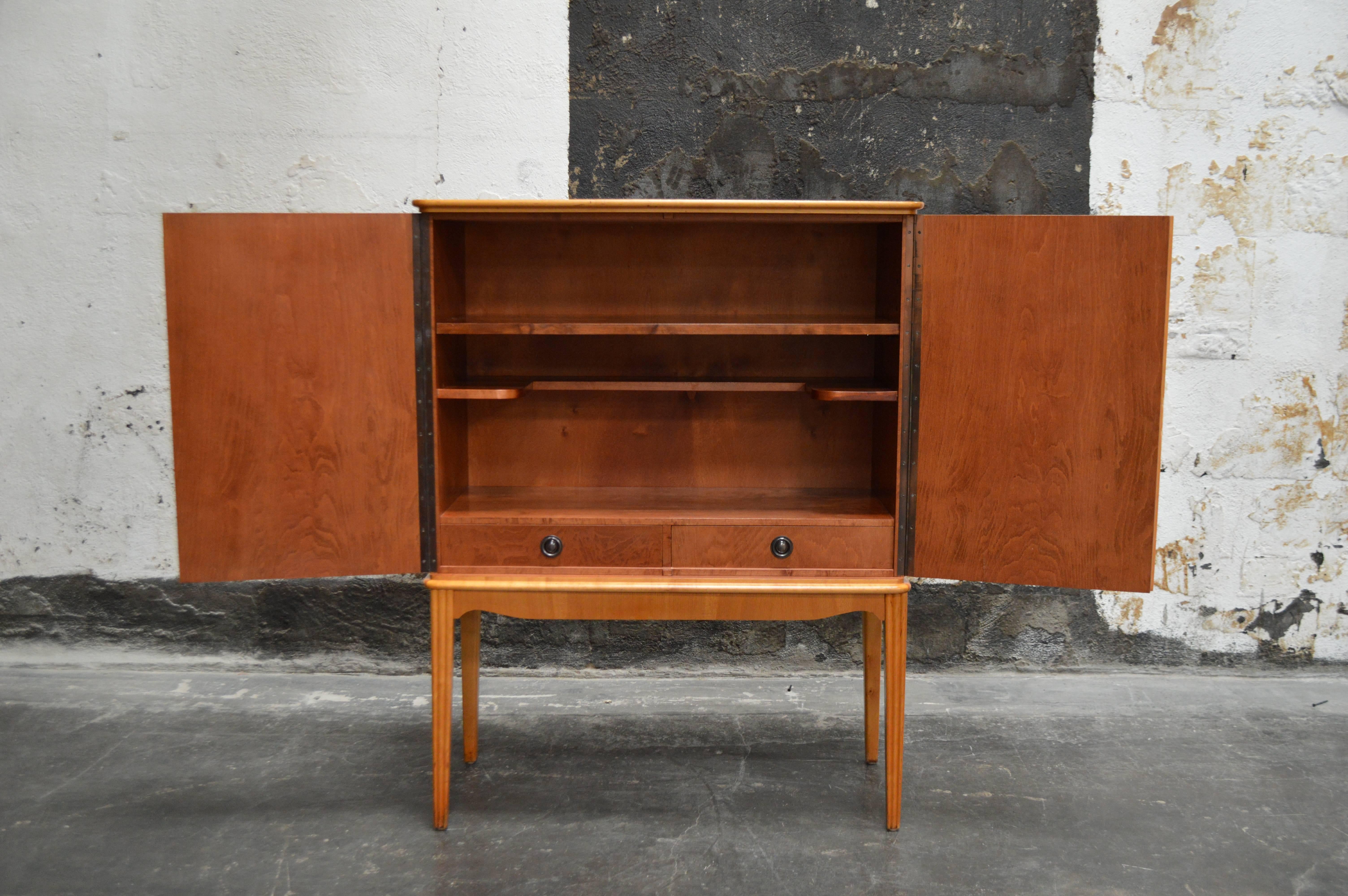 Swedish Art Moderne Intarsia Storage, Bar Cabinet In Good Condition In Atlanta, GA