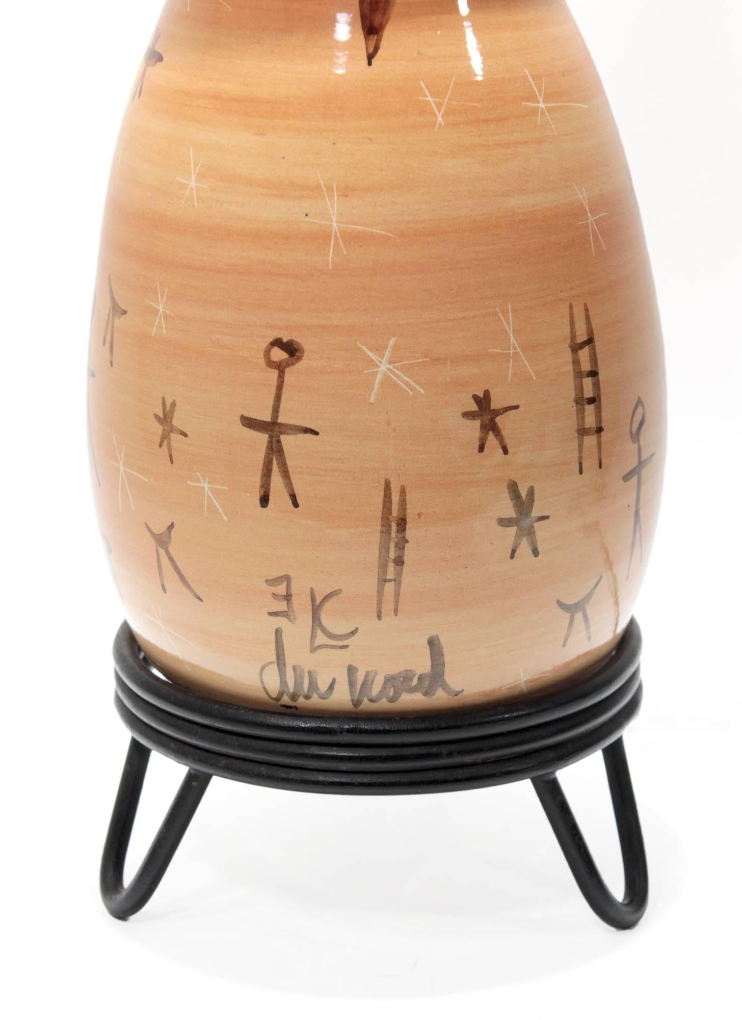 Cast Rare Du Nord Mid-Century Ceramic Lamp