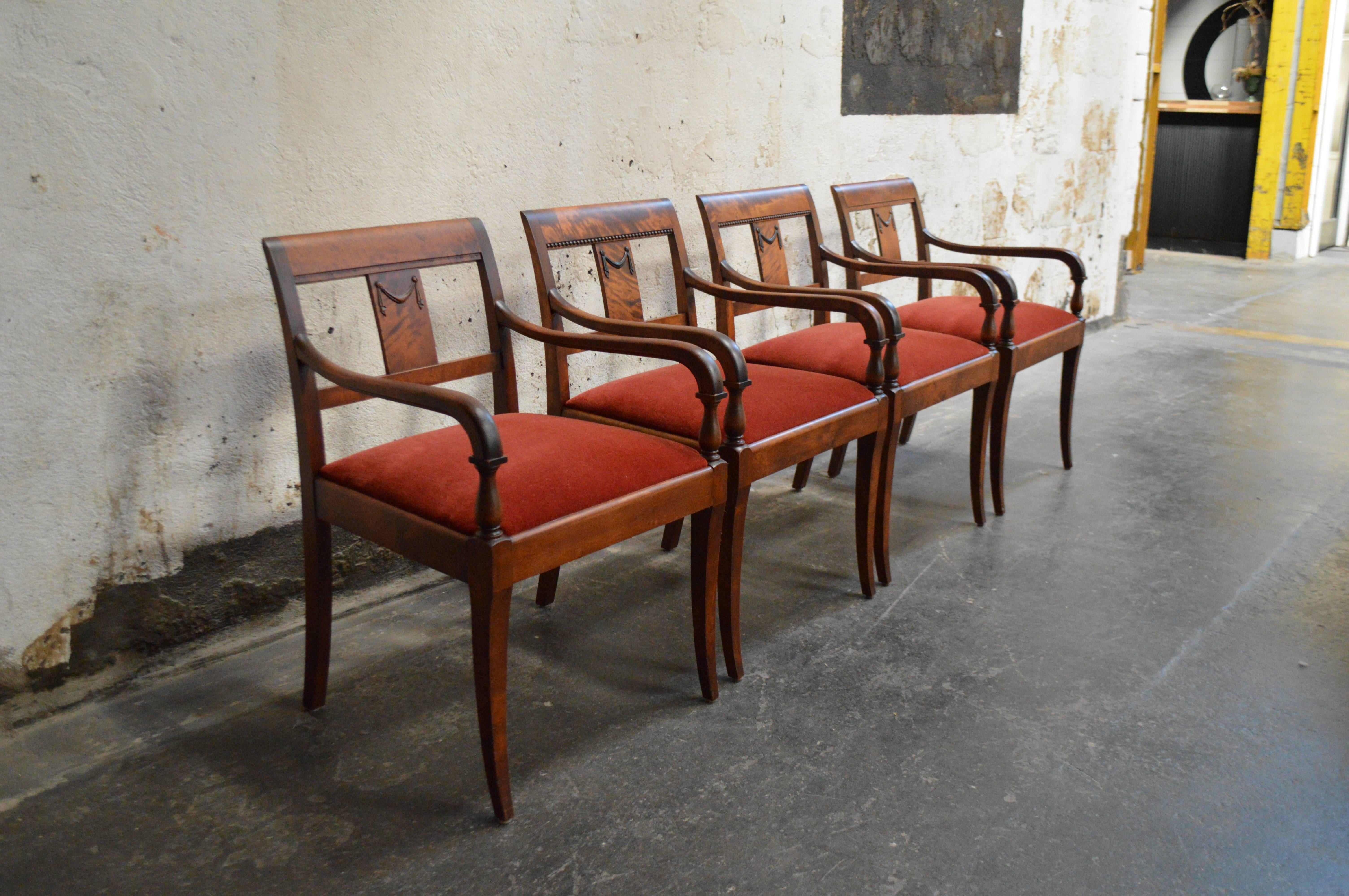 Set of Four Vintage Swedish Neoclassical Style Armchairs 2