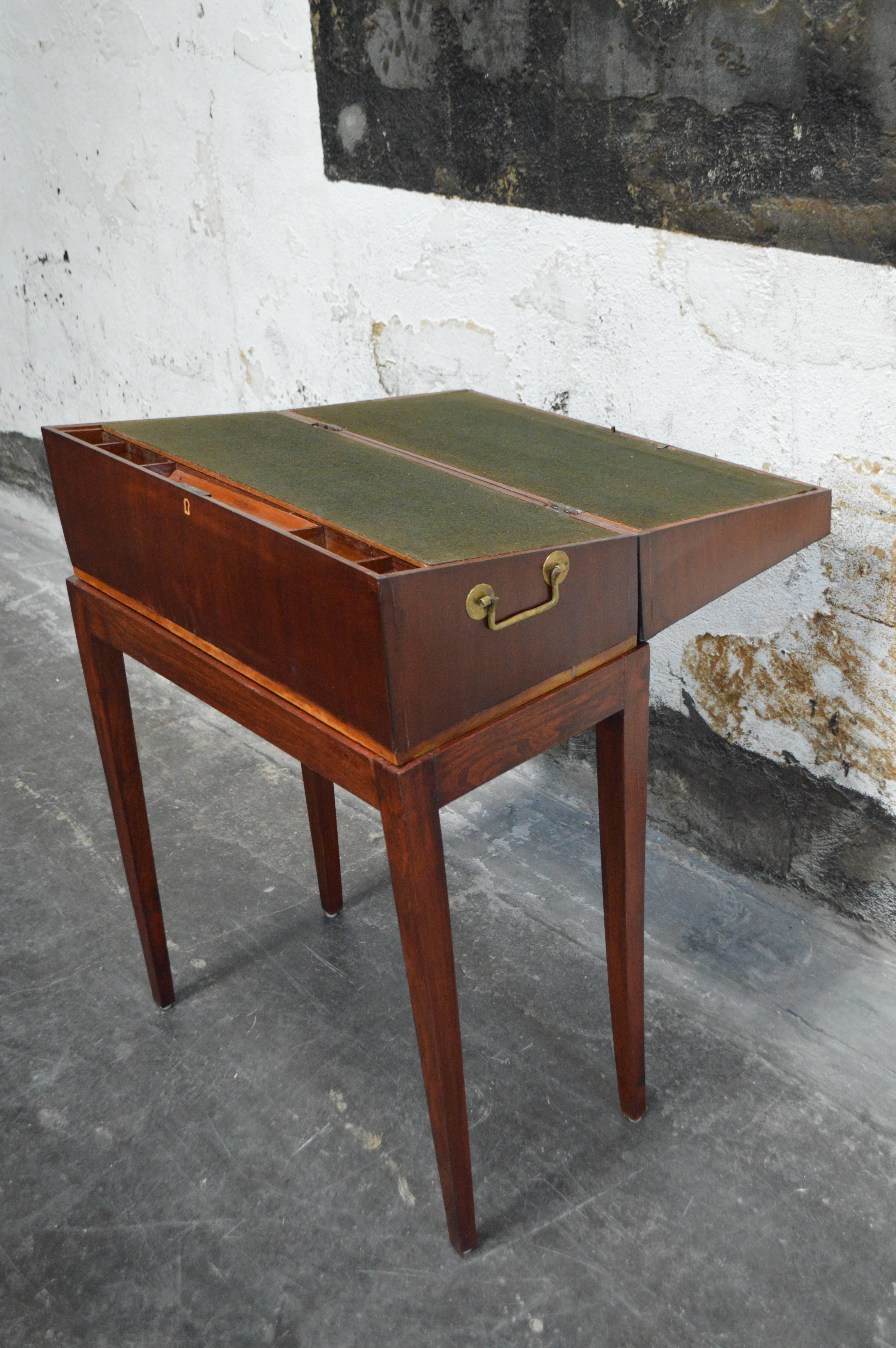 Swedish Antique Mahogany Intarsia Writing Box or Lap Desk on Rosewood Stand
