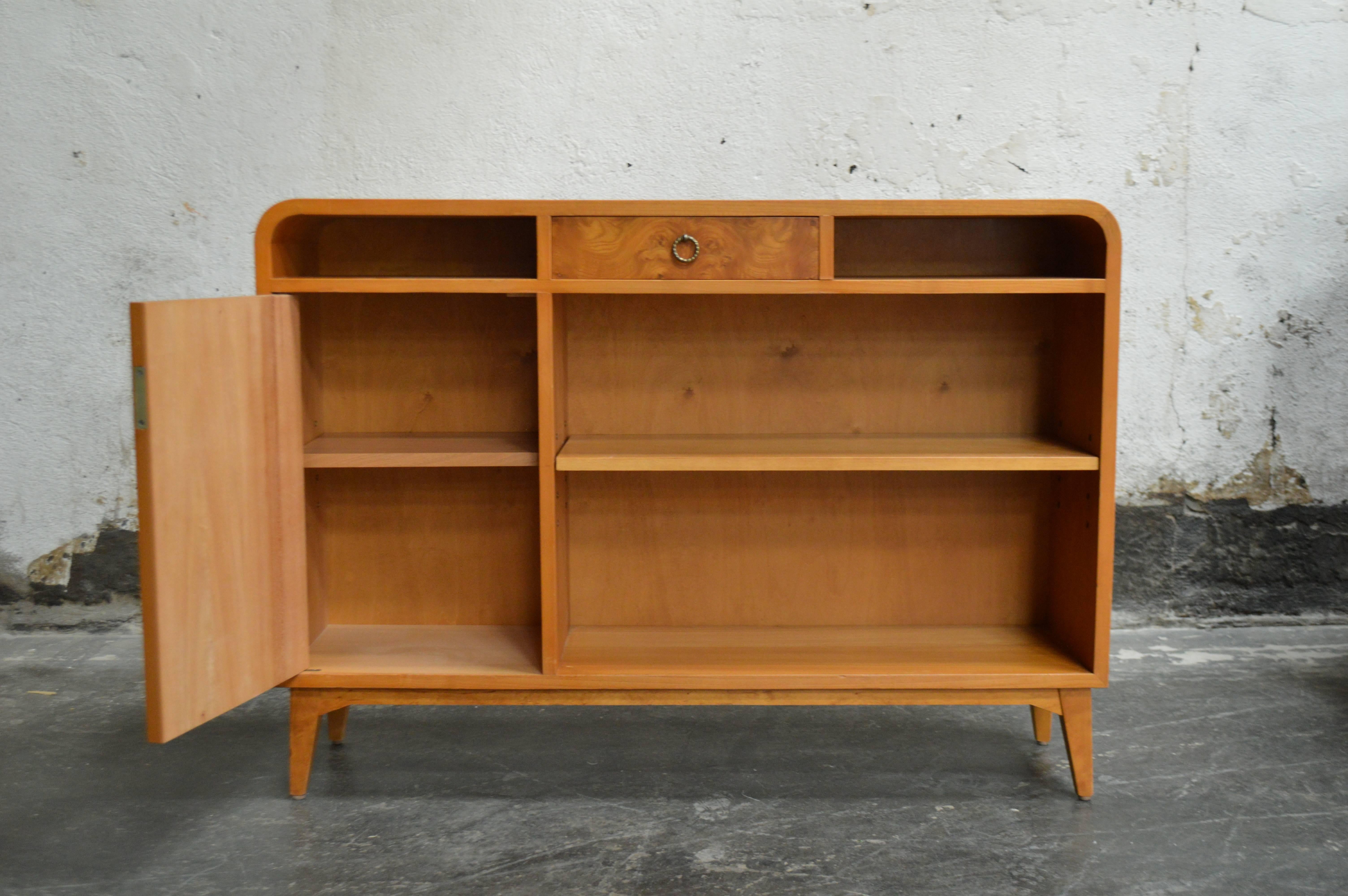 Elm Swedish Mid-Century Bookcase Cabinet Console