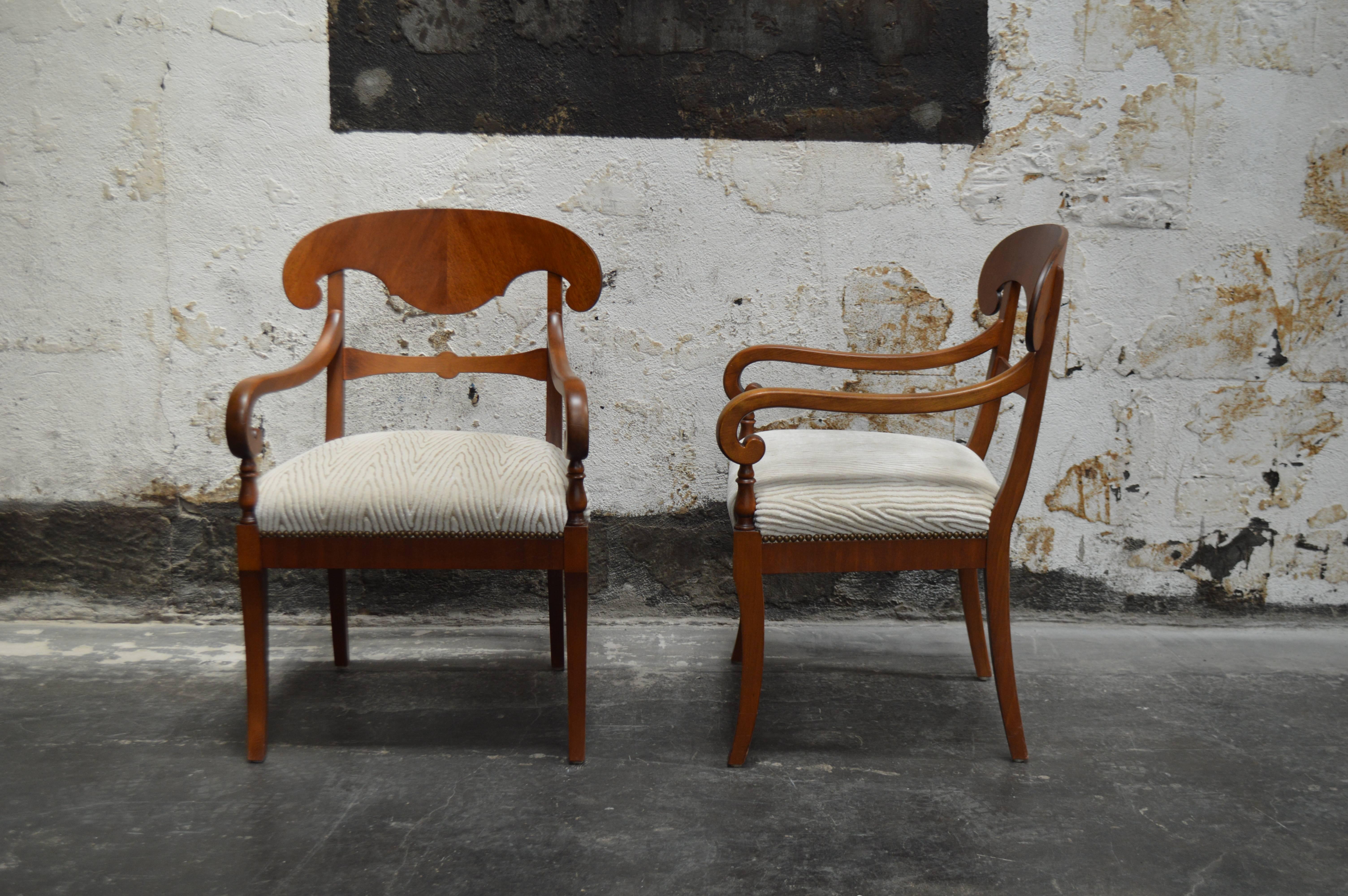 20th Century Pair of Swedish Biedermeier Revival Napoleon Hat Armchairs